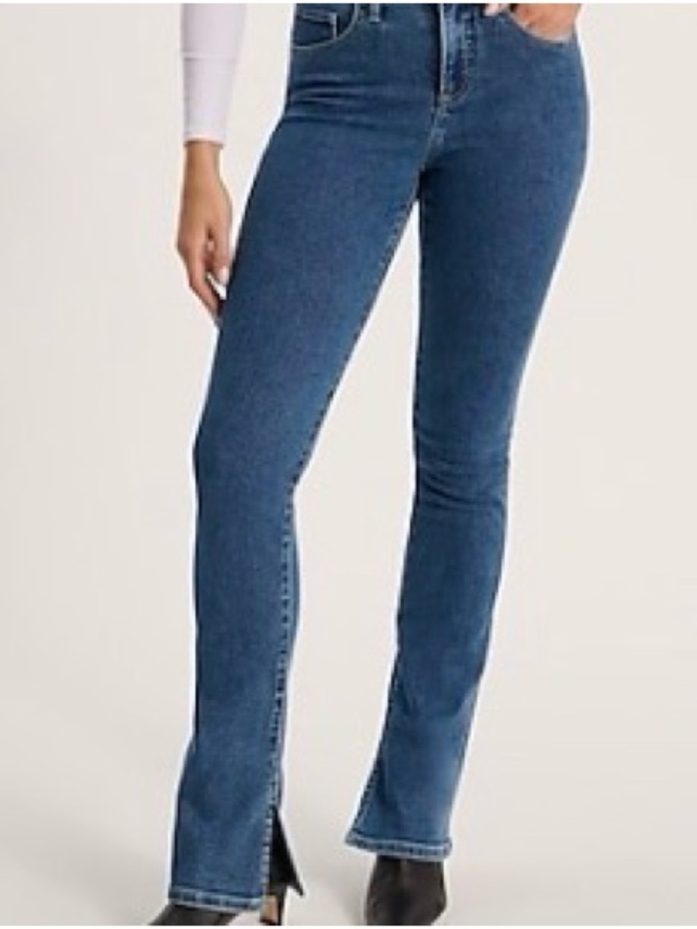 Express blue denim jeans with a flared leg #flared #denim
